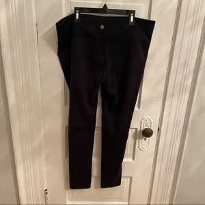NEW Athleta High Rise Gleam Tight Black Legging Faux Leather Front Panel - XL